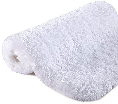Tappetino Bagno Microfibra, Tappetino Doccia Posteriore in Gomma Antiscivolo, Molto Assorbente e Soffice per Bagno, Camera da Letto, Interni(Bianco, 50X80CM)