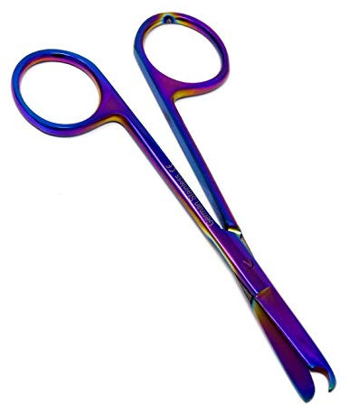 Nahtschere, 11,4 cm, mit halbmondförmigem zartem Haken, perfekt für Nahtentfernung, Erste Hilfe, EMS-Training und mehr, hochwertiges Instrument, Edelstahl (Regenbogen)