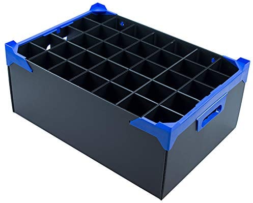 Champagne Flute and Glass Storage Crate with Internal Dividers | 35 Cells Max Diameter 65mm (Glass Height = 190mm)