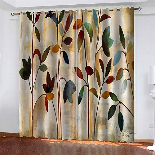 aakkjjzz Rideau Occultant 3D Impression Rideaux Salon Moderne Thermique Isolant Anti Froid Polyester 2 Pièces 110X215 cm Rideaux De Fenêtre Fleurs Colorées pour Chambre Cuisine Décoration