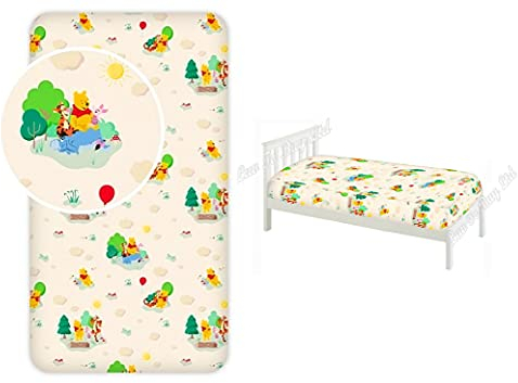 Winnie Puuh Spannbettlaken aus Baumwolle für Einzelbett.