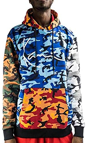 Karl Kani Herren KKMQ32042BLK Signature Block Camo Hoodie Black/Blue/red Black, S
