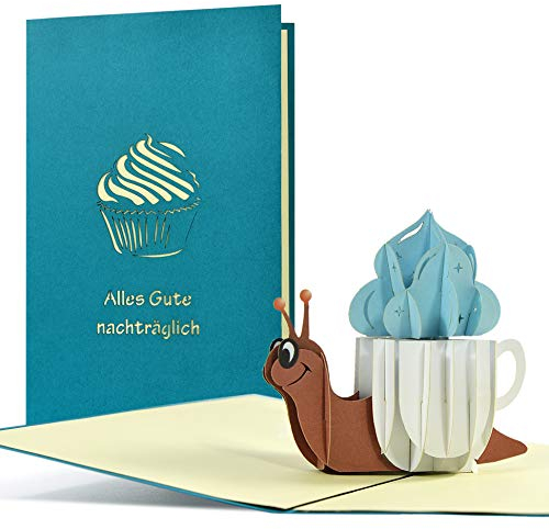 Geburtstagskarte Nachträglich I witzig, lustig I Pop up Karte zum Geburtstag | 3D Glückwunschkarte oder Gutschein zum Geburtstag, G28