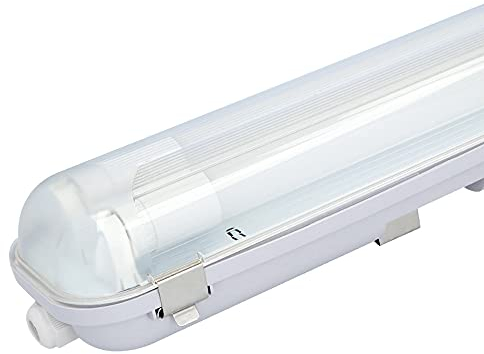 HOFTRONIC - LED-Feuchtraumleuchte 60 cm 3000K 18W 1980lm 110lm/W Inkl. flimmerfreie LED Röhren verlinkbar Werkstattlampe IP65 Wasserfest Wannenleuchte kellerleuchte Doppel