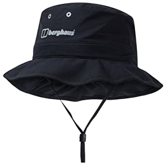 Berghaus Unisex Ortler Boonie Hat, Adjustable, Breathable Mesh Lining, Jet Black/Monument, One Size