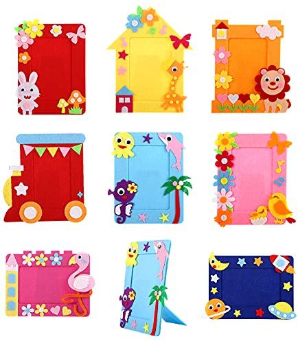 LIHAO 8 pcs Bastelset Kinder DIY Bilderrahmen Set Filz Stoff Fotorahmen Bilderrahmen zum Basteln Weihnachten Geburtstag Geschenk für Kinder Mädchen