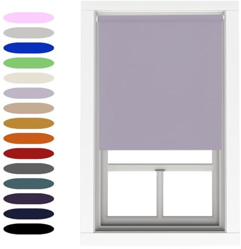 Lavender Blackout Roller Blind Metal Fittings Trimmable UV Protection Thermal Properties Premium Fabric Home Office Bedroom Kids Room Child Safe Easy Fit 60cm Width x 160cm Drop