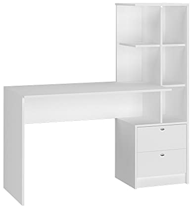Vicco Schreibtisch Denton, Arbeitstisch für das Büro, Weiß, 136 x 55 cm