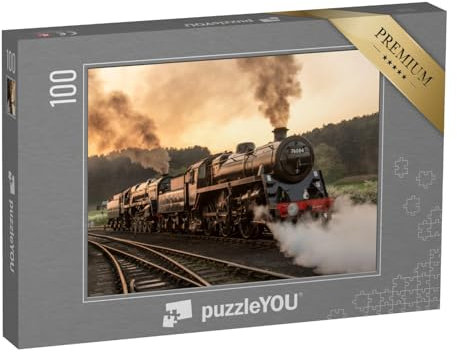 puzzleYOU: Puzzle 100 Teile „Dampflokomotiven mit doppeltem Kopf“ – aus der Puzzle-Kollektion Lokomotive