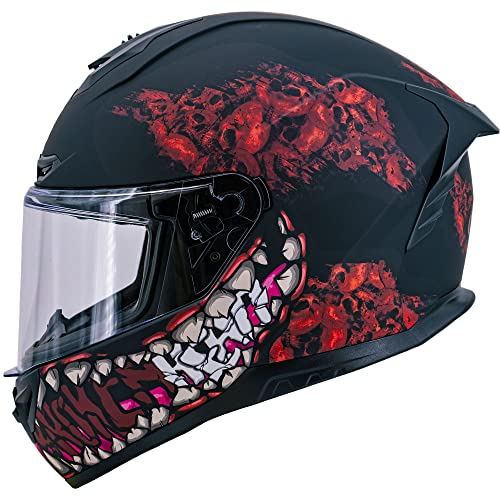 Broken Head Broken Skull Freak Rot Motorradhelm - Integralhelm Schwarz-Rot (L (59-60 cm))