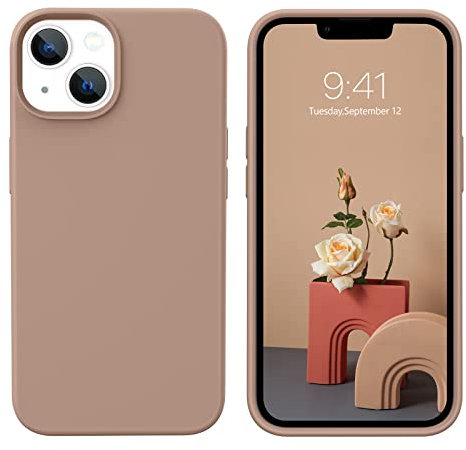 DUEDUE Coque iPhone 13 Silicone Fine Rigide Antichoc, Coque de Téléphone iPhone 13 Protection Intégrale, Micro Fibre Anti Rayures Etui iPhone 13 6,1 Pouces Marron