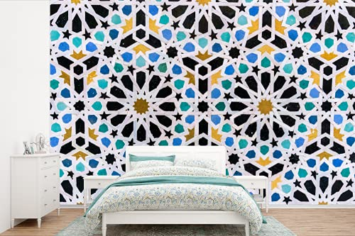 Selbstklebend Tapete Wandpapier Wandaufkleber Fototapete Tapeten Wanddeko 450x300 cm Eine mit einem islamischen Mosaikmuster verzierte Fliese