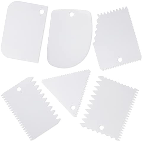 LAMXD 6Pcs Cake Scraper Dough Scraper Set Cream Edge Smoothing Combing Tool for Cooking Bread Cake 6PACK