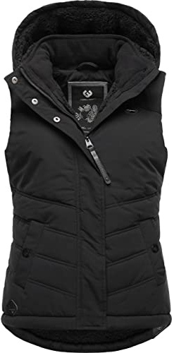 Ragwear Damen ärmellose Outdoorweste warme Winterjacke wasserdicht mit abnehmbarer Kapuze Hesty Intl XS-6XL