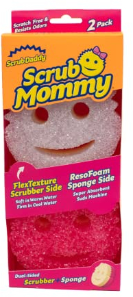 Scrub Daddy Scrub Mommy Putzschwamm, Topfreiniger Küchenschwämme, Putzmittel mit Texturveränderung, kratzfreier Spülschwamm, geruchsresistenter Smiley Schwamm, Geschirrschwamm - 2er Pack Rosa/Violet