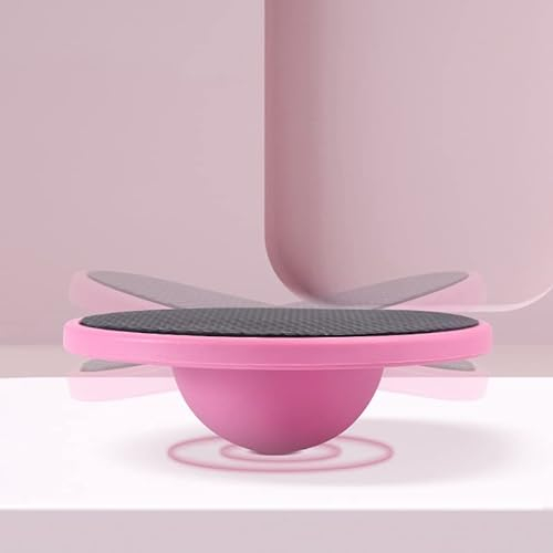 LOGEA Sports Balance Board, Wackelbrett Mit Rutschfestem Gummiertem Standfuß – Gleichgewichtstrainer mit Handgriffen für Mehr Übungsmöglichkeiten – Balance Board Holz,Rosa