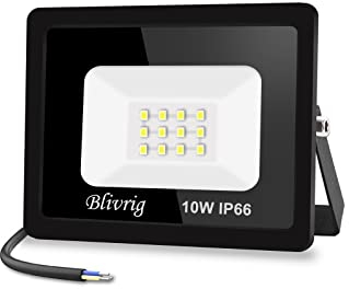 Blivrig LED Strahler Außen 10W, 1000LM Flutlicht LED Fluter, 6000K Kaltweiß Außenstrahler, IP66 Wasserdicht, LED Strahler Außen, Garage, Werkstatt