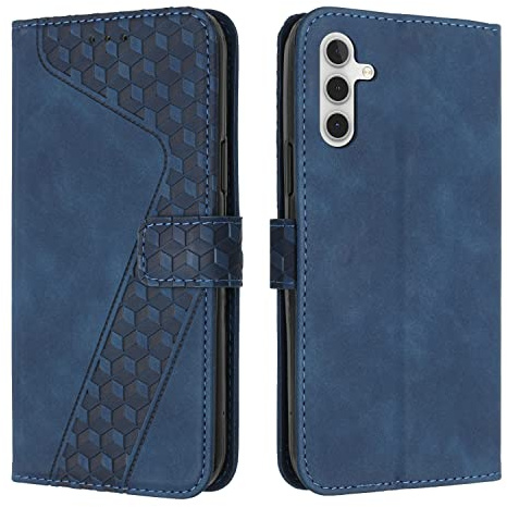 OKZone Cover per Samsung Galaxy A14 4G/A14 5G, Custodia in PU Pelle per Samsung A14 4G/5G, Custodia a Libro Protettiva Folio Portafoglio con Magnetica e Slot per Carte Wallet Case Flip Cover (Blu)