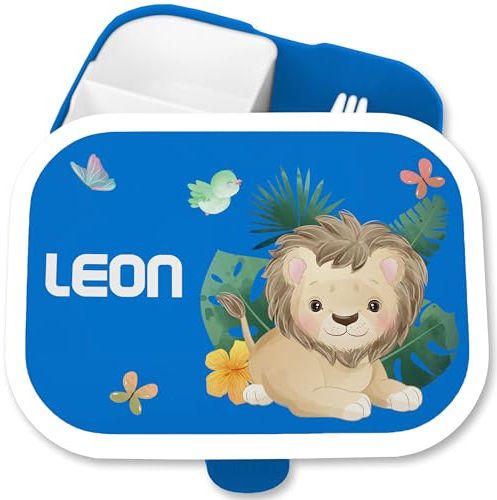 Brotdose Kinder Campus für Mepal - Löwen - Brotbox süßer Löwe Lunchbox König der Tiere Vesperbox Leo I Lion - 750 ml - Blau - schulkind lunchbox-löwe tier mepal-campus kita fächern