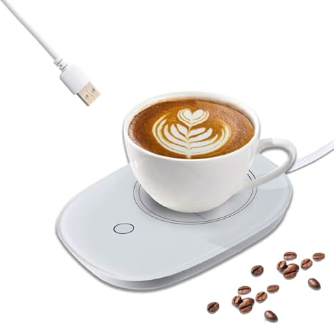 USB Chauffe-Boissons,Chauffe Tasse de Café,Chauffe-Tasses USB,Chauffe Tasse Électrique,Chauffe Tasse Bureau,Chauffe-Boissons,Chauffe-café Intelligent,Chauffe-Boissons électrique,16x12cm,Blanc
