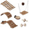 Relaxdays Vogelspielzeug, 8-TLG. Vogelkäfig Zubehör, für Wellensittich, Kanarienvogel, Holz, Brücke, Sitzplatte, Natur