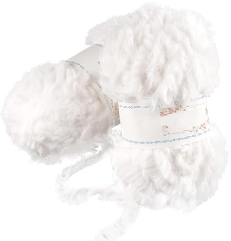 MFUOE Lot de 2 rouleaux de laine en fausse fourrure - Pelucheux et doux - Pour tricot et écharpe - Blanc