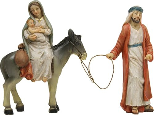 FADEDA 2X Hlg. Familie auf der Flucht/Höhe:15 cm/handbemalt/detailgetreue Krippen Figuren - Weihnachten Tisch Dekoration Krippe Zubehör