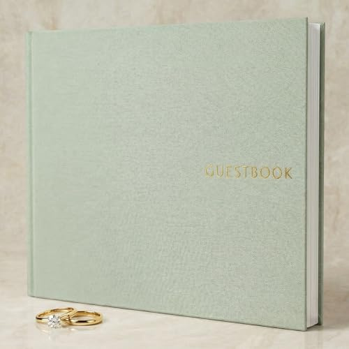 ZICOTO Beautiful Linen Wedding Guest Book for Your Wedding Reception - Simply Elegant Guestbook to Sign in and Add Polaroid Photos - The Perfect Baby Shower Guest Book and Addition to Your Big Day