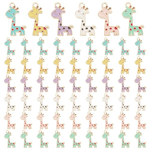 PH PandaHall 60 Stück 6 Farben Giraffenanhänger Emaille Giraffen Charms Anhänger Legierungs Tier Charms Wildtier Motiv Gemischte Anhänger Für Die Herstellung Und Das Basteln von DIY Halsketten