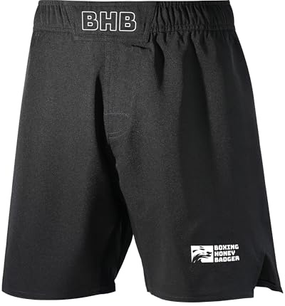 Boxing Honey Badger BJJ Shorts MMA Fight Shorts, Premium Grappling, No-Gi Brazilian Jiu Jitsu, Kick Boxing Shorts for Men White