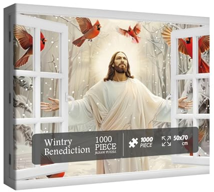Jesus Christian Puzzles für Erwachsene 1000 Teile Religiöser Friedlicher Glaube Puzzle Winter Kardinal Inspirierende Puzzles