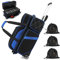 BOSSTIN 3 Ball Bowling Bags with Wheels, Secure Adhesive Fixed Ball Cup & Shoe Compartment (Fits Up to Size 16),Bowling Ball Bag 3 Ball Roller with Multi-Pockets (Blue)