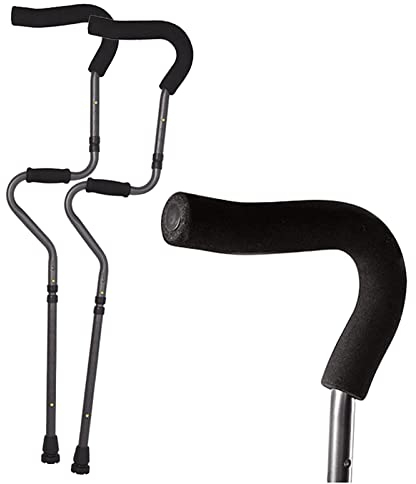 HIARAN 1 Paar Gehkrücken für Erwachsene, zusammenklappbarer Gehstock, S-Typ, Unterarmgehstützen, höhenverstellbares Aluminium, Achselgehstützen für 155–190 cm große Erwachsene Lucky Star