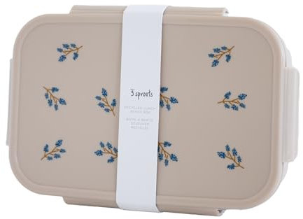 3 Sprouts - Caja Almuerzo Infantil - Fiambrera Hermética con Compartimentos para Niños - Lonchera Bento de Plástico Reciclado para Niños - Arándano Taupe