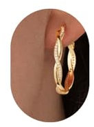 Ohrringe Silber 925 Creolen Für Damen | Gedrehte Zirkonia Creolen, Silber & 14K Vergoldet | Funkelnd, Leicht, Hypoallergen