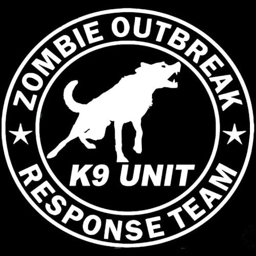 JIFENLI Autoaufkleber 19CM * 17,8CM Zombie Outbreak Response Team K9 Einheit Hund Hund Zombies Aufkleber Aufkleber Auto Aufkleber Zubehör Schwarz Splitter