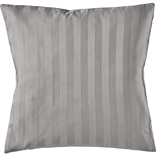 Pure Label Mako Satin Damast Streifen Kissenbezug 40x40 cm aus 100% Baumwolle in hellblau| Traumhaft weiches Deko Kissen passend zu unseren Bettwäsche Sets