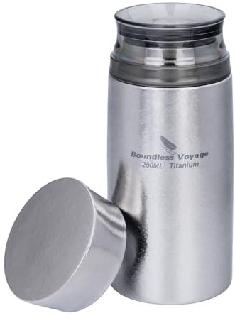 Boundless Voyage Termo de titanio con aislamiento al vacío de 280 ml, botella de agua portátil delgada para coche escolar Ti3014D