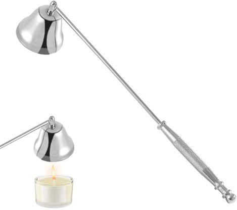 Kerzenlöscher aus Edelstahl, Dochtlöscher aus Edelstahl mit langem Griff, Sicheres Design für Kerzen, Candle Extinguisher geeignet für Hause Küche(Silber)