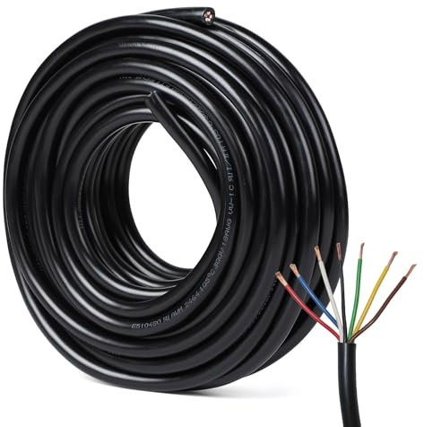 SWAWIS 10M Fahrzeugkabel 7 Adrig 0.8mm² Anhängerkabel 7 Polig Anhänger Kabel Flexible Fahrzeugleitung Rundkabel Kupferkern für LKW KFZ RV Verschiedene Anwendungen