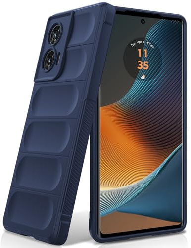 BonYonka Silicone Case for Motorola Moto Edge 50 Fusion, Blue | Shockproof Wave Design, Anti-Scratch Microfiber Lining, Silky Soft-Touch Finish, Military Grade Drop Protection