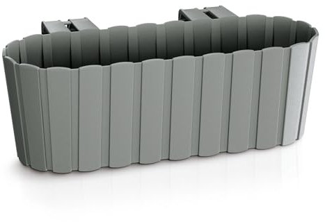 DIKEL Jardinera de 38 x 21 x 13 cm | Jardinera con ganchos de plástico | Jardinera de 4,9 L de volumen | Jardineras para balcón, terraza o jardín | gris piedra