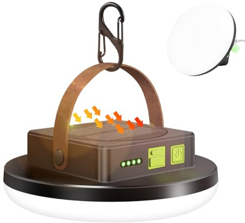 WholeFire Luz solar de camping, luz LED para tienda de campaña, linterna de camping con 4 modos, lámpara de luces de camping para exteriores, emergencia