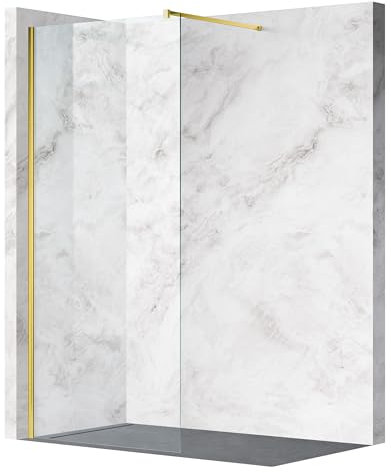 Balneo Gold Duschwand Glas - Hochwertige Duschabtrennung 120 x 200 cm- Easy Clean Beschichtung - Duschglaswand 8 mm Hartglas Hydrofähig - Flexibler Einbau Links/Rechts - Ideal für Walk In Dusche