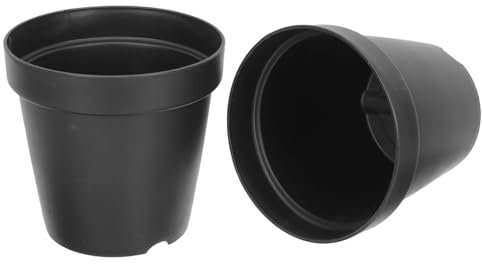 TOYANDONA 2 Piezas Macetas de de Plástico Diseño Redondo y Minimalista para Plantas de Interior y Exterior Color Negro para Decoración y Crecimiento Saludable de Plantas