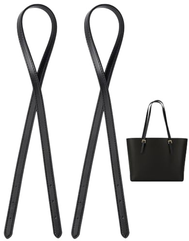 PH PandaHall 2pcs Cowhide Leather Tote Bag Strap Replacement 31.9 inch Leather Purse Handles, Black Adjustable Handbag Strap Replacement for Purse Tote Bags Shoulder Bags Making