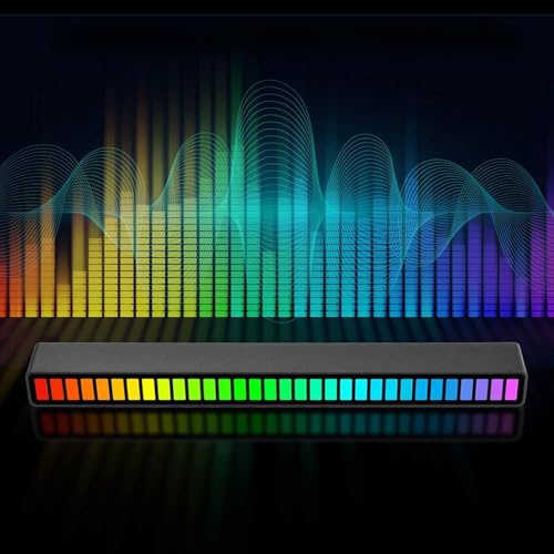 RGB-Soundsteuerung, Rhythmus-Lichter, 3er-Pack, 32 LED-Audio-Spektrum-Lampe mit 18 Farbmodi, 5 Geschwindigkeiten, 4 Helligkeitsstufen, USB C, tragbares, sprachaktiviertes (3 PCS)