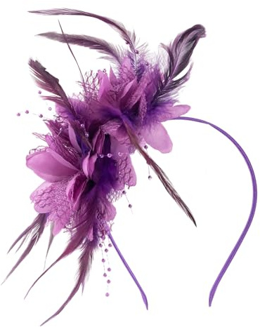 Kitimi Elegant Fascinators for Women- Wedding Hair Accessory Fascinator Headband with Flowers Mesh Feathers, Brides Bridesmaids Headdress Fascinator Hat for Wedding Garden Tea Birthday Prom Party