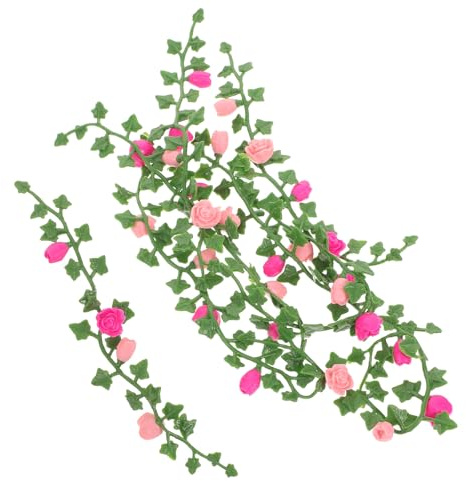 FRCOLOR 8Pcs Miniature Rose Vine Artificial Climbing Flowers for Dollhouse Garden Accessories, Micro Landscape Decoration, Miniature Plants Suitable for Fairy Garden Scenes