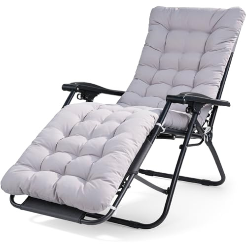 Yigowyigo Liegenauflage, Auflage Gartenliege 170x53x8 cm, Atmungsaktiv Schaukelstuhl Auflage, Gartenstuhlauflagen mit Einstellband für Sonnenliege, Deckchair Gartenmöbel (Grau)